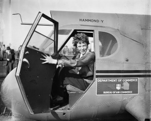 Amelia Earhart in a Bureau of Air Commerce plane